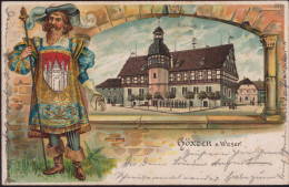 Gest. W-3470 Höxter Rathaus, Prägekarte, Soldatenpost 1904 - Höxter