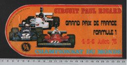 GRAND PRIX F1 CIRCUIT PAUL RICARD 1975 - AUTO MOTO RALLYE RACING MECANIQUE GARAGE - AUTOCOLLANT - Adesivi