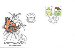 Norge Norway 1993 Butterflies, The Orange Tip, Small Tortoiseshell Mi 1114-1115 FDC - Cartas & Documentos