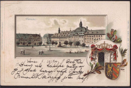 Gest. W-6450 Hanau Schloß 1900, Wappen-Prägekarte - Hanau