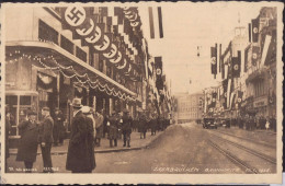 Gest. W-6600 Saarbrücken Bahnhofstraße In Nazibeflaggung 1935 - Saarbrücken