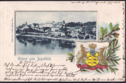 Gest. W-7107 Jagstfeld Blick Zum Ort 1901, Wappen-Prägekarte - Aalen