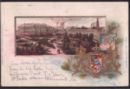 Gest. W-8520 Erlangen Schloßgarten 1901, Briefmarke Entfernt, Wappen-Prägekarte - Erlangen