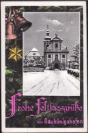 Gest. W-8701 Gaukönigshofen Weihnachtsgrüße, Briefmarke Entfernt - Wuerzburg