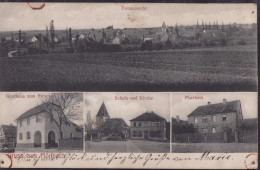 Gest. W-8801 Mörlbach Gasthaus Zum Hirschen Schule Pfarrhaus, Feldpost 1914, 3x Stecknadelloch - Ansbach