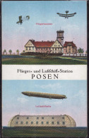 Gest. Posen Fliegerkaserne Zeppelinhalle, Feldpost 1915, RS Klebereste - Posen