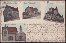 Gest. Ernolsheim Gasthaus Zum Stern Schule Kirche 1913, Senkrechter Knick - Elsass