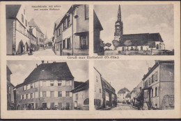 Gest. Hattstatt Hauptstraße Kirche Rathaus, Feldpost 1917 - Elsass