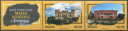 MALTA - 2019 - BLOCK OF 2 STAMPS AND 1 LABEL MNH ** - Palaces (I) - Malta