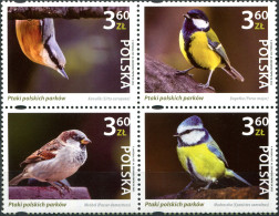 POLAND - 2022 - BLOCK OF 4 STAMPS MNH ** - Birds Of Polish Parks - Nuovi