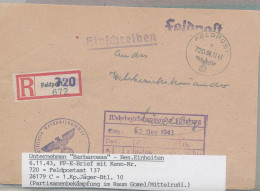 Gest. Konvolut Von 6 Stck. Reco Feldpostbriefe Unternehmen Barbarossa, Partisanenbekämpfung 1943 - Sonstige & Ohne Zuordnung