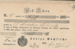 Gest. Postschein 6 Stck. Waldenburg 1852-1857 - Andere & Zonder Classificatie