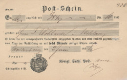 Gest. Postschein 2 Stck. Waldenburg 1862 - Altri & Non Classificati