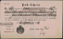 Gest. Postschein Waldenburg 1866 - Other & Unclassified