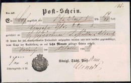 Gest. Postschein Waldenburg 1863 - Autres & Non Classés