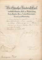 Genehmigungsdecret Amt Weißensee, Orig. Autograph Günter Friedrich Carl Fürst Zu Schwarzburg, Graf Zu Hohnstein, Herr Zu - Zonder Classificatie