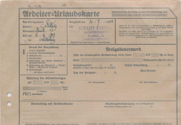 Arbeiter-Urlaubskarte Kassel 1944 Ohne 30 Pfg. Frankatur Innen Mit 16 Stck. Beitragsmarken - Unclassified