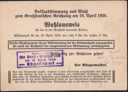 Wahlausweis Volksabstimmung Reichstag 10.4.1938 Mit Antisemtischer Propaganda - Non Classés