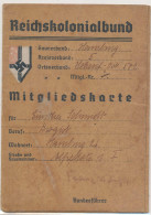 Mitgliedskarte Reichs-Kolonialbund, Beitragsmarkn 1941/42, Hamburg - Ohne Zuordnung