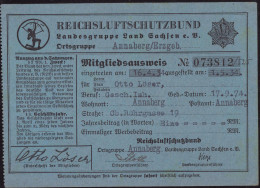 Mitgliedsausweis Reichsluftschutzbund Annaberg 1934 Mit Beitragsmarken - Unclassified