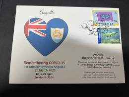 26-3-2024 (4 Y 8) COVID-19 4th Anniversary - Anguilla - 26 March 2024 (with Anguilla Flag Stamp) - Enfermedades