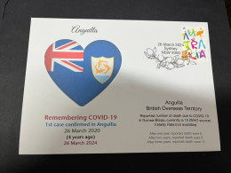 26-3-2024 (4 Y 8) COVID-19 4th Anniversary - Anguilla - 26 March 2024 (with OZ Stamp) - Malattie
