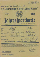 NSG KdF Jahressportkarte 1937 Mir 4x Gebührenmarke 4 X Spendenmarke - Non Classés