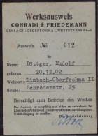 Werksausweis Firma Conradi & Friedemann Limbach-Oberfrohna - Zonder Classificatie