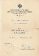 Verleihungszeugnis EK 2. Klasse 1943 - Unclassified