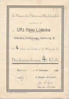 Verleihungszeugnis 4 Jahre Treuedienst In Der Wehrmacht 1939 - Non Classificati