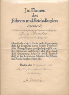 Ernennungsurkunde Zum Polizeioberwachtmeister Und Oberjunker Der Schutzpolizei Berlin 1939, Original Unterschrift In Ver - Zonder Classificatie