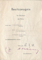 Besitzzeugnis Kubanschild 15.9.1944 - Ohne Zuordnung