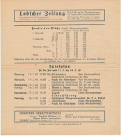 Lodz Theater Spielplan Und Reklame 4 Seiten 1940 U.a. Div. Vorstellungen Nur Für SS-Leute - Ohne Zuordnung