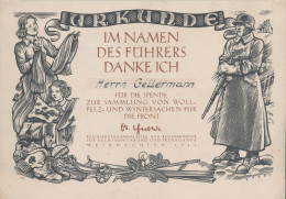 WHW Urkunde Sammlung Wollsachen 1941 - Unclassified