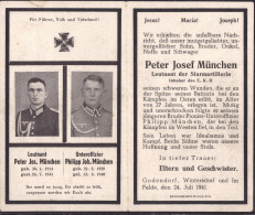 Sterbebildchen Ltn. Peter Josef München, Sturmartillerie 1941 - Zonder Classificatie