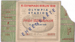 Olympiade Berlin 1936 Eintrittskarte Militärkonzert 13. August - Non Classés