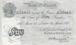 England 5 Pounds 22.3.1935 Serie A 162 51817 Erh. I - Andere & Zonder Classificatie
