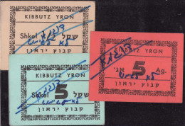 Israel Kibbutz Yron 1x 1/2 Shkel, 1x 5 Shkle, 1x 5 Ag. - Andere & Zonder Classificatie