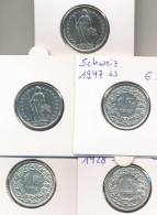 Schweiz 5x 1 Fr. 1903, 1914, 1928, 1931, 1947 Alle Ss - Sonstige & Ohne Zuordnung