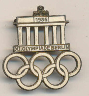 Anstecknadel Olympiade Berlin 1936, Weiss Emailiert - Altri & Non Classificati