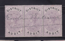 GB Victoria Fiscal/ Revenue District Audit £1 Lilac And Black Barefoot 8 Good Used Strip Of Three - Revenue Stamps