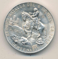Medaille 100 Jahre Schlacht Von Puebla 1862-1962, Nachprägung Der Goldmedaille Ag 900 21,8 Gr. - Autres & Non Classés