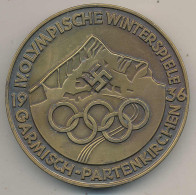 Plakette IV. Olympische Winterspiele Garmisch-Partenkirchen 1936, Weißmetall Bronciert D 60mm - Other & Unclassified