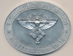 Plakette NSFK Küstenflug 1938 Leichtmetall 94mm Oval Verleihungsnummer 192 - Autres & Non Classés