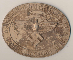 Plakette NSFK Küstenflug 1938 Leichtmetall Bronciert 94mm Oval Verleihungsnummer 1275, Stark Patiniert (lässt Sich Reini - Andere & Zonder Classificatie