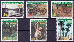 Bolivia 1998 (o) Used CEFIBOL 1653-58. Department Of Pando (1938) History, Ecology And Tourism. Fauna - Flora. Boat - Bolivia