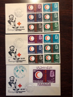 SHARJAH  FDC COVER PERFORATED AND IMPERFORATED SETS 1963 YEAR RED CRESCENT HEALTH MEDICINE STAMPS - Sharjah