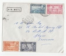 1955 ETHIOPIA  Air Mail COVER To GB Arab Trading Co, AIRPORT Pmk,stamps Tree Flag  Church Royalty Aviation - Etiopia