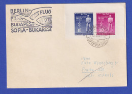 DDR 13.5.1956 Mi.-Nr. 459-60B Auf Karte Erstflug Berlin-Prag - Other & Unclassified