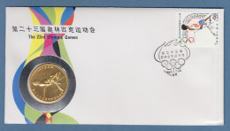 China Olympische Spiele Los Angeles 1984 Numisbrief Mit Gedenkmedaille - Autres & Non Classés